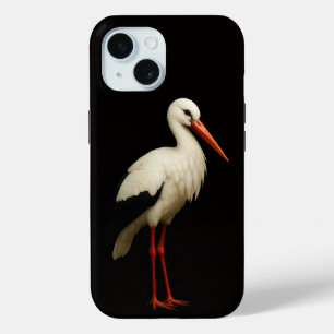 Black 4 Luxe iPhone 15 Case, Graceful Stork Case