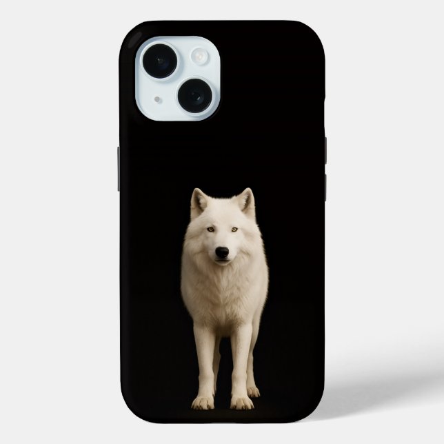 Black 4 Luxe iPhone 15 Case, Ivory Arctic Wolf Case-Mate iPhone Case (Back)