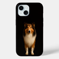 Black 4 Luxe iPhone 15 Case, Loyal Collie Dog