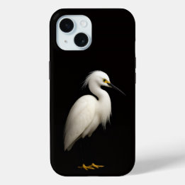 Black 4 Luxe iPhone 15 Case-Mate, Snowy Egret iPhone 15 Case