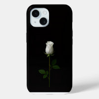 Black 4 Luxe iPhone 15 Case, Pure White Rose