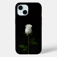 Black 4 Luxe iPhone 15 Case, Pure White Rose