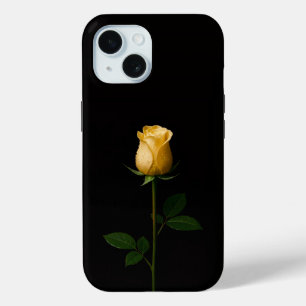 Black 4 Luxe iPhone 15 Case, Sunlit Yellow Rose Case