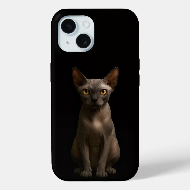 Black 4 Luxe iPhone 15 Mate, Sphynx Cat Case-Mate iPhone Case (Back)