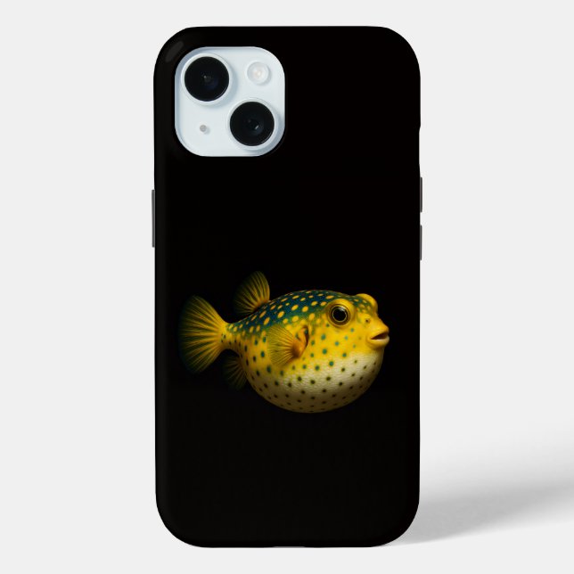 Black 4 Luxe iPhone 15 Mate, Yellow Putterfish Case-Mate iPhone Case (Back)