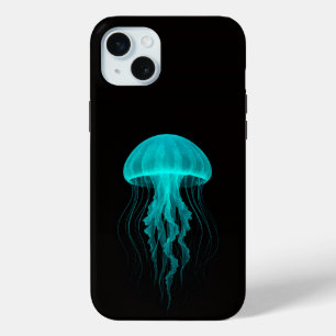Black 4 Luxe iPhone 15 Plus, Green Jellyfish iPhone 15 Mini Case