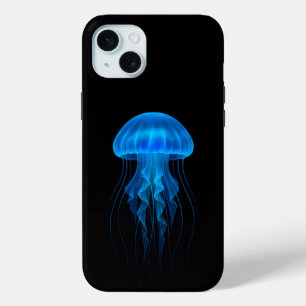Black 4 Luxe iPhone 15 Plus, Neon Blue Jellyfish iPhone 15 Mini Case