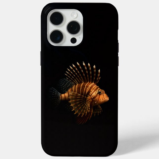 Black 4 Luxe iPhone 15 Pro Max, Blue Red Lionfish Case-Mate iPhone Case (Back)