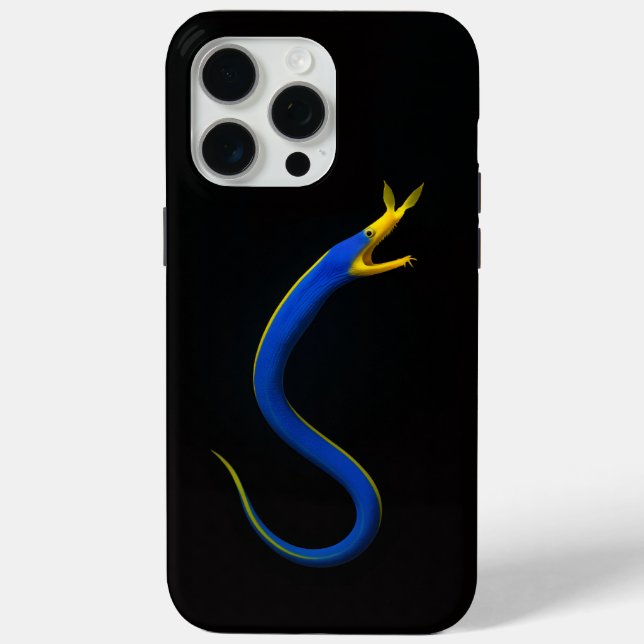Black 4 Luxe iPhone 15 Pro Max, Blue Ribbon Eel Case-Mate iPhone Case (Back)