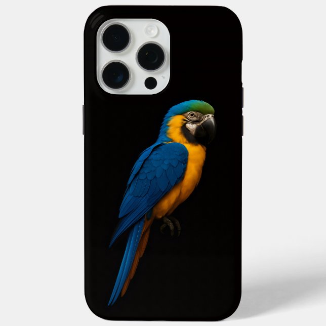 Black 4 Luxe iPhone 15 Pro Max, Blue Yellow Macaw Case-Mate iPhone Case (Back)