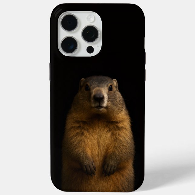 Black 4 Luxe iPhone 15 Pro Max, Fluffy Marmot Case-Mate iPhone Case (Back)