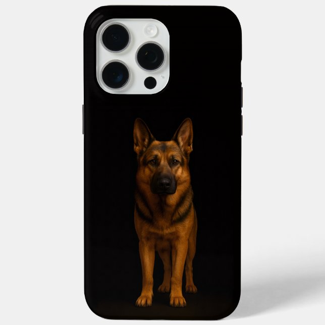 Black 4 Luxe iPhone 15 Pro Max, German Shepherd Case-Mate iPhone Case (Back)