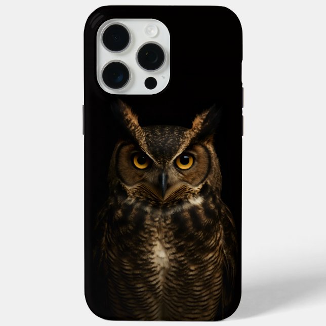 Black 4 Luxe iPhone 15 Pro Max, Golden Eye Owl Case-Mate iPhone Case (Back)