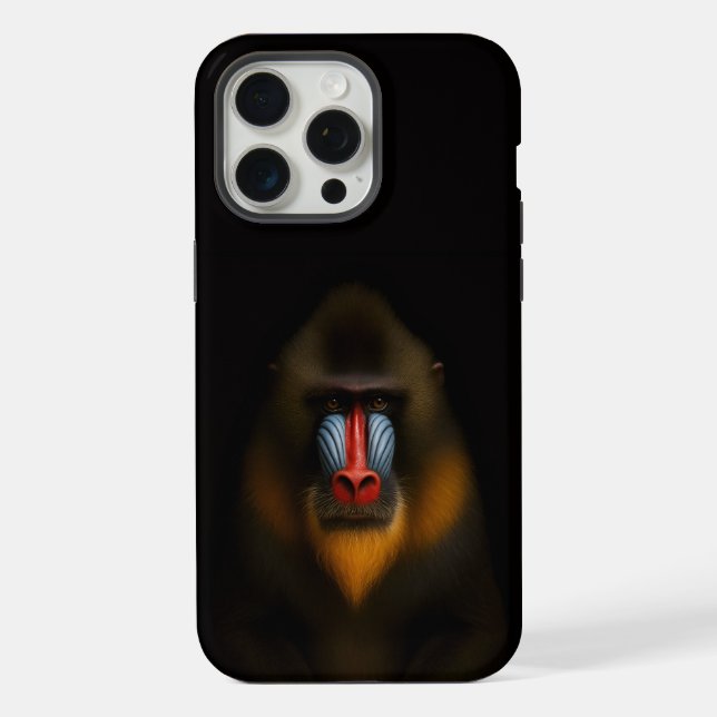Black 4 Luxe iPhone 15 Pro Max, Mandrill Monkey Case (Back)