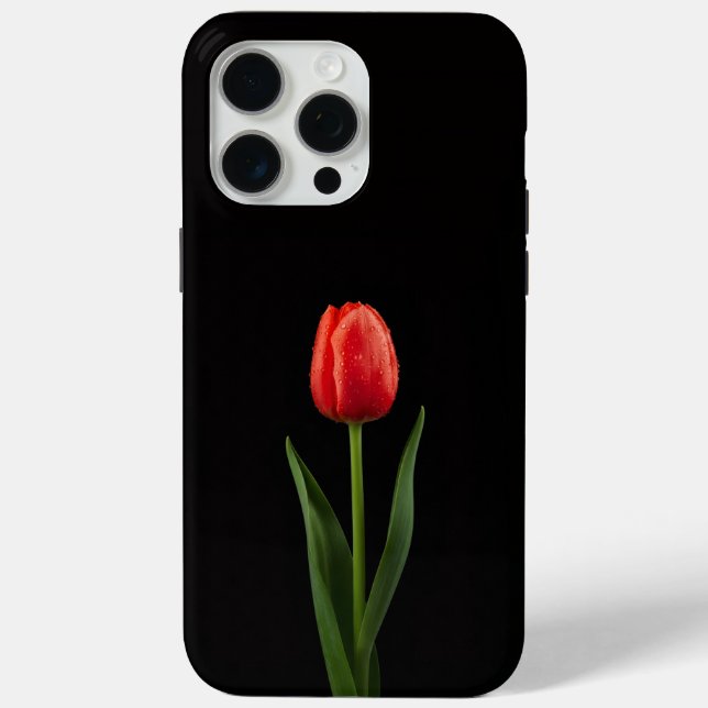 Black 4 Luxe iPhone 15 Pro Max, Ruby Red Tulip Case-Mate iPhone Case (Back)