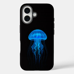Black 4 Luxe iPhone 16 Case-Mate, Blue Jellyfish iPhone 16 Case