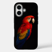 Black 4 Luxe iPhone 16 Case-Mate, Scarlet Parrot