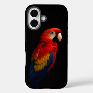 Black 4 Luxe iPhone 16 Case-Mate, Scarlet Parrot iPhone 16 Case