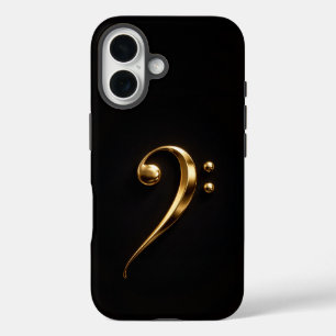 Black 4 Luxe iPhone 16 Mate, Golden Bass Clef Case