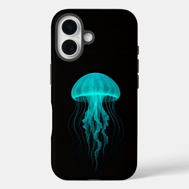 Black 4 Luxe iPhone 16 Mate, Green Jellyfish Case-Mate iPhone Case (Back)