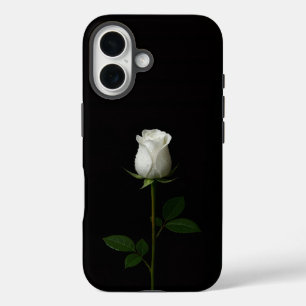 Black 4 Luxe iPhone 16 Mate, Pure White Rose Case