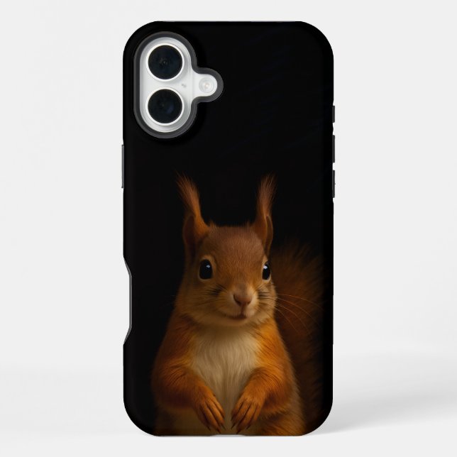 Black 4 Luxe iPhone 16 Plus Mate, Red Squirrel Case (Back)