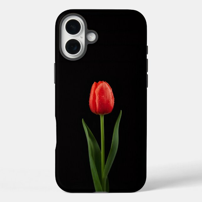 Black 4 Luxe iPhone 16 Plus, Ruby Red Tulip Case-Mate iPhone Case (Back)