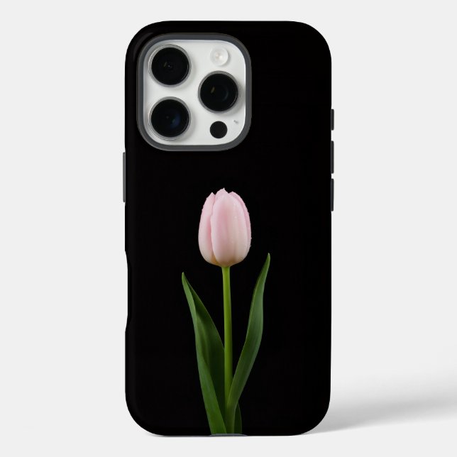Black 4 Luxe iPhone 16 Pro, Blush Pink Tulip Case-Mate iPhone Case (Back)