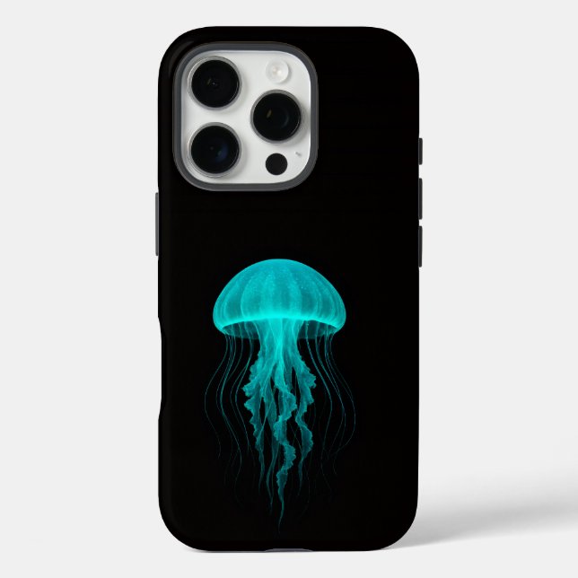 Black 4 Luxe iPhone 16 Pro, Green Jellyfish Case-Mate iPhone Case (Back)