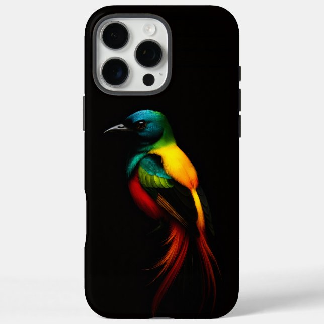 Black 4 Luxe iPhone 16 Pro Max Case, Rainbow Bird Case-Mate iPhone Case (Back)