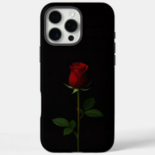 Black 4 Luxe iPhone 16 Pro Max, Velvet Red Rose Max Case