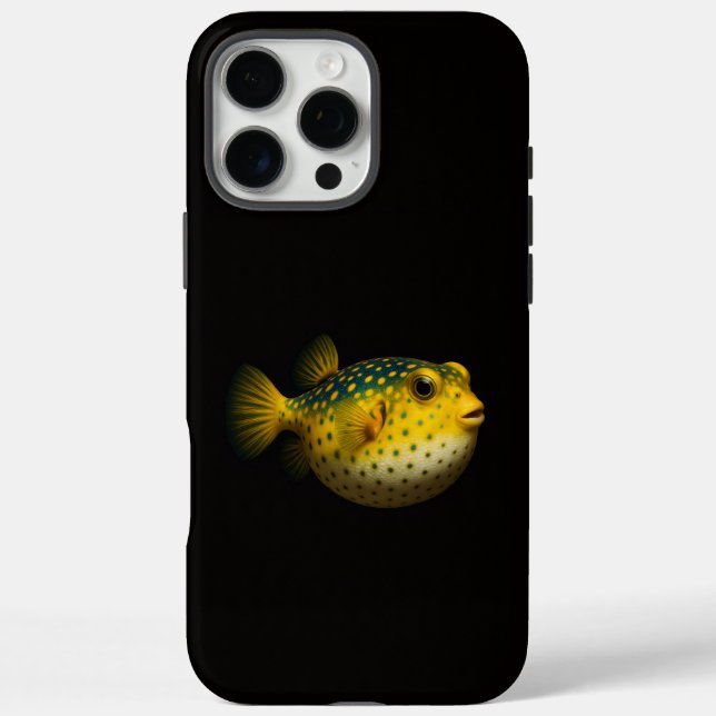 Black 4 Luxe iPhone 16 Pro Max, Yellow Putterfish Case-Mate iPhone Case (Back)