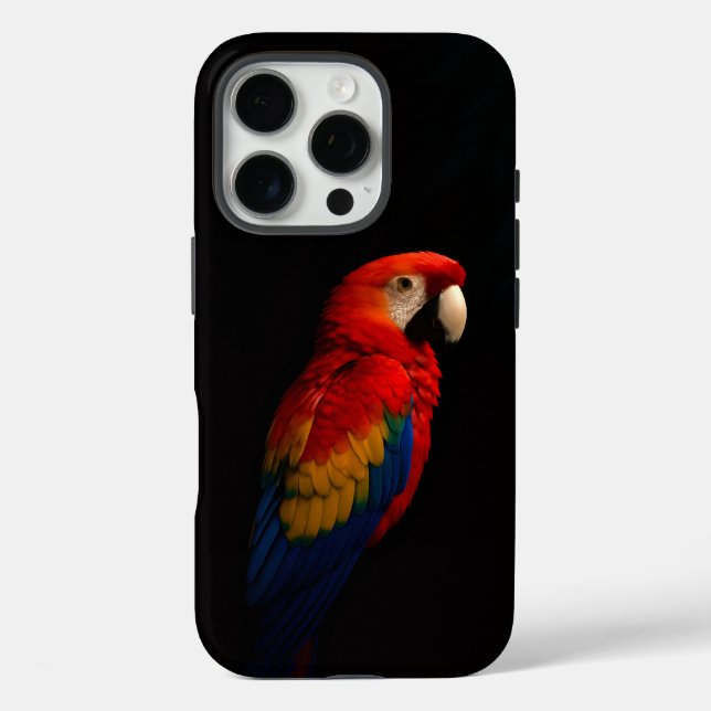 Black 4 Luxe iPhone 16 Pro, Scarlet Parrot Case-Mate iPhone Case (Back)