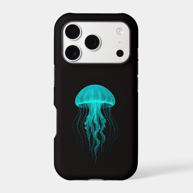 Black 4 Luxe iPhone 17 Pro, Aqua Glow Jellyfish (Back)