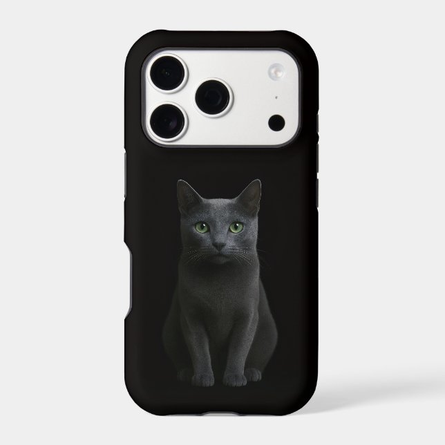 Black 4 Luxe iPhone 17 Pro, Russian Blue Cat (Back)