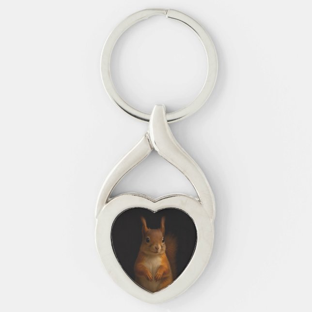 Black 4 Luxe keychain with Red Squirrel (Front)