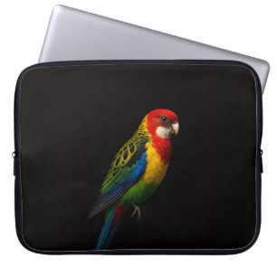 Black 4 Luxe Laptop Sleeve, Eastern Rosella Parrot Sleeve