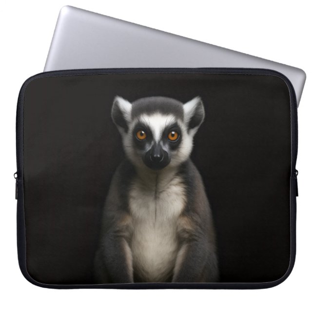 Black 4 Luxe Laptop Sleeve, Gentle Lemur Laptop Sleeve (Front)