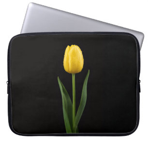 Black 4 Luxe Laptop Sleeve, Golden Yellow Tulip Laptop Sleeve