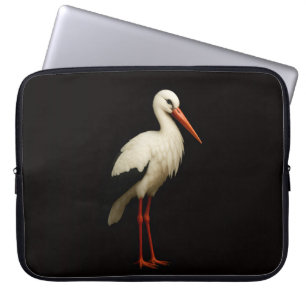 Black 4 Luxe Laptop Sleeve, Graceful Stork Laptop Sleeve