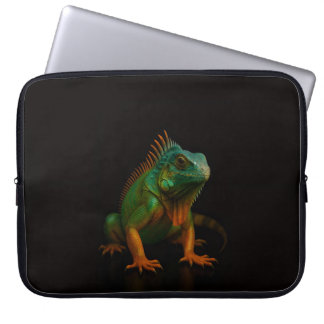 Black 4 Luxe Laptop Sleeve, Green Iguana Sleeve