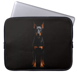 Black 4 Luxe Laptop Sleeve, Guardian Doberman Dog Sleeve
