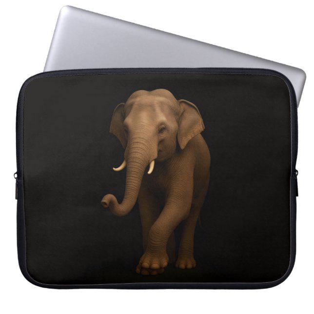 Black 4 Luxe Laptop Sleeve, Indian Elephant Laptop Sleeve (Front)