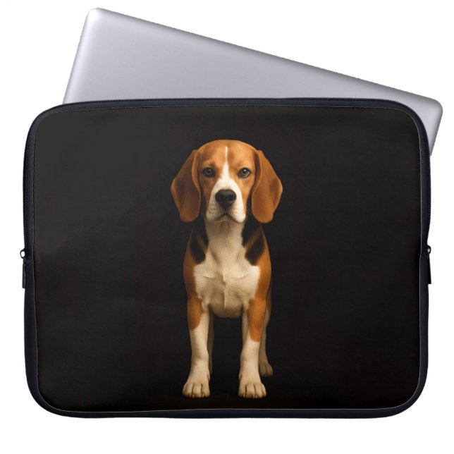 Black 4 Luxe Laptop Sleeve, Kind Beagle Sleeve (Front)