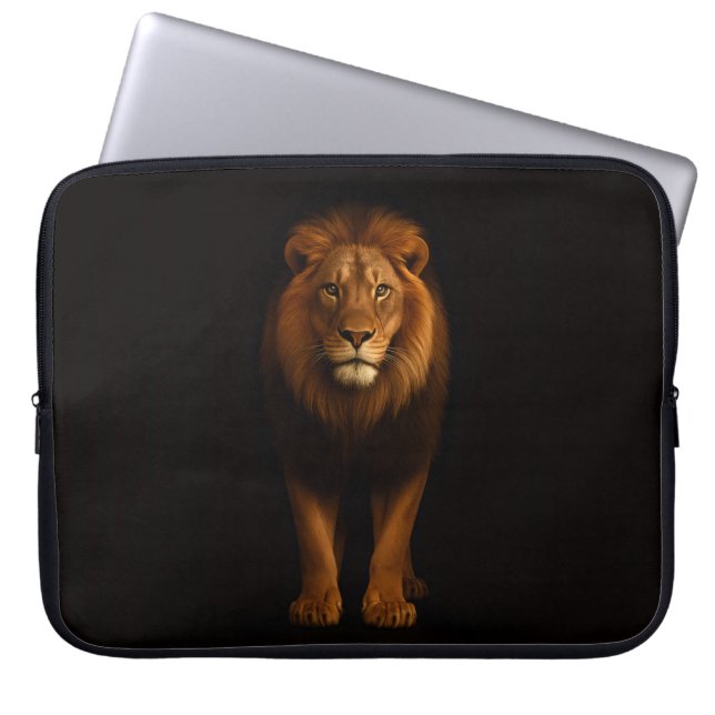 Black 4 Luxe Laptop Sleeve, Majestic Lion Sleeve (Front)