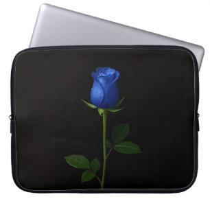 Black 4 Luxe Laptop Sleeve, Midnight Blue Rose Laptop Sleeve