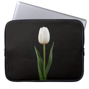 Black 4 Luxe Laptop Sleeve, Pearl White Tulip Laptop Sleeve