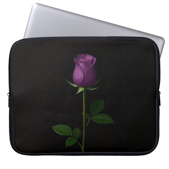 Black 4 Luxe Laptop Sleeve, Royal Violet Rose Laptop Sleeve (Front)