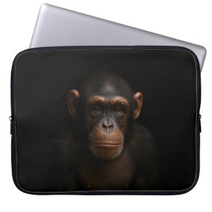 Black 4 Luxe Laptop Sleeve, Serene Chimpanzee Laptop Sleeve