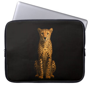 Black 4 Luxe Laptop Sleeve, Sleek Cheetah Sleeve